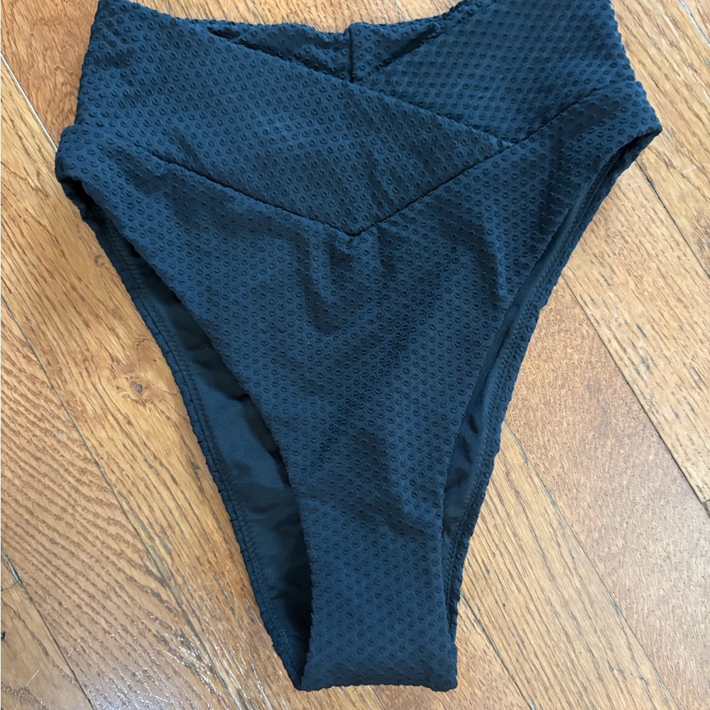 Aerie Black Textured Bikini Bottom